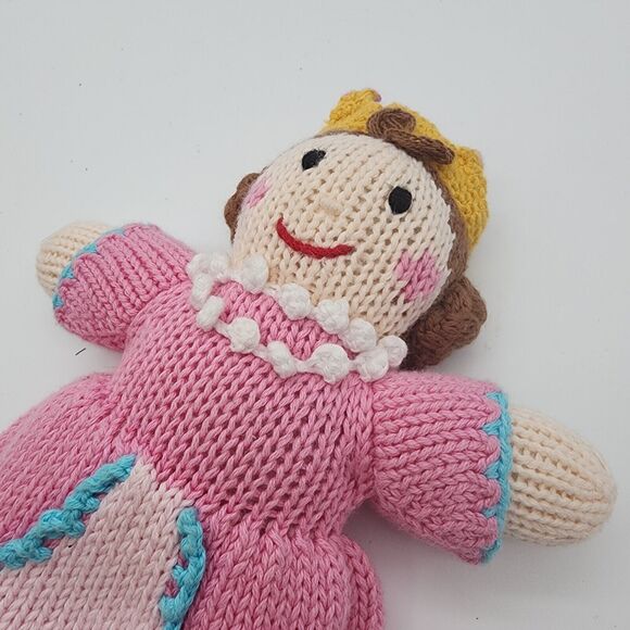 Zubels Milly The Princess Hand Knit Rattle Doll 7" Pink Dress Crown Toy 2022 - Picture 3 of 10